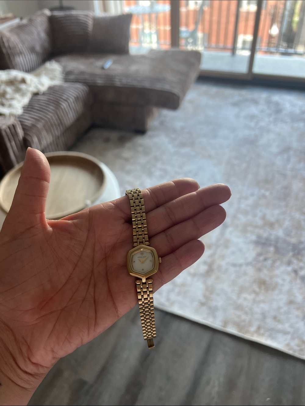 Kendra Scott Gold Tone Bracelet Watch with White Dial